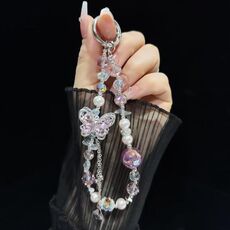 Catena per telefono con farfalla in strass in lega (rosa)