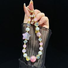 Catena per cellulare con pentagramma a forma di cielo stellato (rosa)