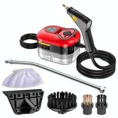 YAERDUN 1500W Pulitore a vapore ad alta temperatura Smart Digital Kitchen Hood Bagno Pulizia macchina, Spec: 220V Spina UE (rosso nero)
