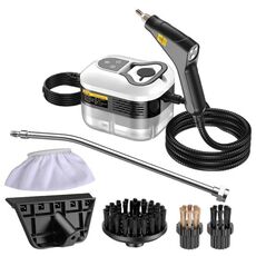 YAERDUN 1500W Pulitore a vapore ad alta temperatura Smart Digitale Cappa da cucina Macchina per la pulizia del bagno, Specifiche: spina UK 220V (nero bianco)