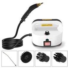 YAERDUN Pulitore a vapore ad alta pressione e alta temperatura Cappa da cucina Macchina per la pulizia domestica multifunzionale, specifiche: spina USA 110 V (2 piatte 1 rotonde) (nero bianco)