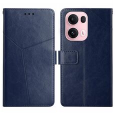 Per OPPO Reno13 Pro Custodia per telefono in pelle con motivo a Y a forma di Y (blu)
