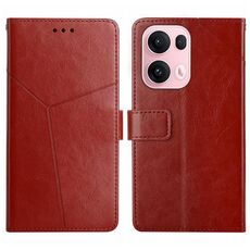 Per OPPO Reno13 Pro Custodia per telefono in pelle con motivo a Y a forma di Y (marrone)