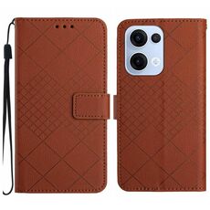 Per OPPO Reno13 5G Global Rhombic Grid Texture Custodia in pelle per telefono (marrone)