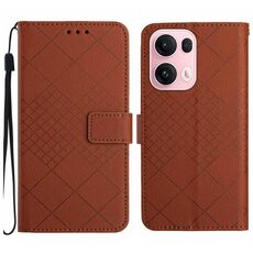 Per OPPO Reno13 Pro 5G Global Rhombic Grid Texture Custodia in pelle per telefono (marrone)