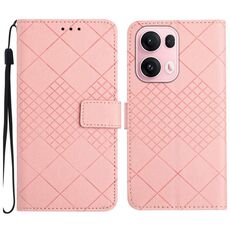 Per OPPO Reno13 Pro 5G Global Rhombic Grid Texture Custodia in pelle per telefono (rosa)