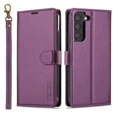 Custodia per telefono in PU Magsafe staccabile con cordino per Samsung Galaxy S25 5G LC.IMEEKE serie L2 (viola)