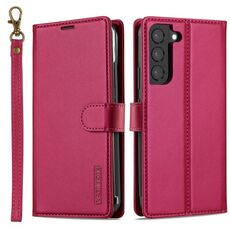 Custodia per telefono in PU Magsafe staccabile con cordino per Samsung Galaxy S25+ 5G LC.IMEEKE L2 Series (rosso)