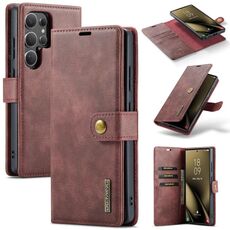 Custodia in pelle magnetica staccabile con texture Crazy Horse DG.MING per Samsung Galaxy S25 Ultra 5G (rossa)