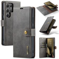 Custodia in pelle magnetica staccabile con texture Crazy Horse DG.MING per Samsung Galaxy S25 Ultra 5G (grigio)
