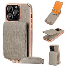 Per iPhone 13 Pro VIETAO Custodia per telefono in PU con texture Litchi e cordino (grigio)