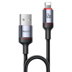 Cavo dati di ricarica Yesido CA129L 12W 2.4A USB a 8 pin, lunghezza: 1.2m (nero)