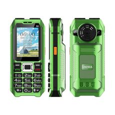 UNIWA M6000 Telefono con tastiera e altoparlante grande, 2,4 pollici, doppia torcia, 21 tasti, SOS, FM, 4 SIM, GSM, spina: spina UK (verde)