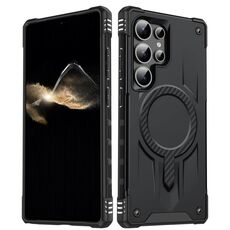 Per Samsung Galaxy S25 Ultra 5G Straship Custodia per telefono ibrida in TPU magnetico per PC (nero)