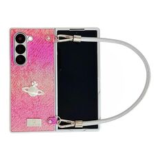 Per Samsung Galaxy Z Fold6 5G Kirin Pattern Custodia per telefono a copertura totale con cinturino da polso (rosso rosa)