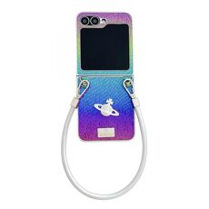Per Samsung Galaxy Z Flip6 5G Kirin Pattern Custodia per telefono a copertura totale con cinturino da polso (arcobaleno)