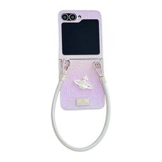Per Samsung Galaxy Z Flip6 5G Kirin Pattern Custodia per telefono a copertura totale con cinturino da polso (rosa)
