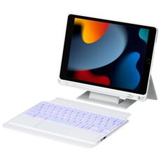 Per iPad 10.2 / Air 3 10.5 / Pro 10.5 Supporto galleggiante staccabile con tastiera retroilluminata Custodia in pelle per tablet con touchpad (bianco)