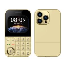 Telefono cellulare V9 Card, 2,01 pollici, MTK6261D, supporto Bluetooth, FM, torcia, GSM, doppia SIM (oro)