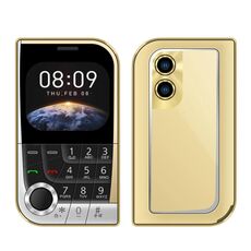 Telefono cellulare V10 Card, 2,01 pollici, MTK6261D, supporto Bluetooth, FM, torcia, GSM, doppia SIM (oro)