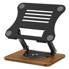 J31 Supporto di raffreddamento in metallo e legno per laptop girevole a 360 gradi pieghevole (nero)