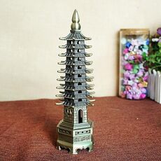 Decorazione modello torre Wenchang in metallo elettroplaccato da 18 cm e 9 piani (lega di bronzo)