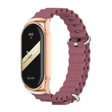 Per Xiaomi Mi Band 8 Mijobs CS Case Marine Cinturino in silicone traspirante (vino rosso oro rosa)
