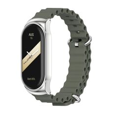Per Xiaomi Mi Band 8 Mijobs CS Case Marine Cinturino in silicone traspirante (verde kaki argento)