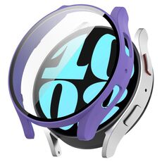 Per Samsung Galaxy Watch6 40mm PC + custodia protettiva per orologio integrata con pellicola temperata (viola)