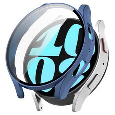 Per Samsung Galaxy Watch6 44mm PC + custodia protettiva per orologio integrata con pellicola temperata (blu)