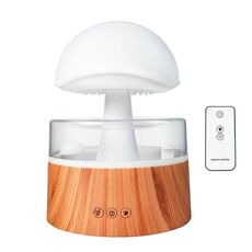 Umidificatore a pioggia da 500 ml Fungo nuvola Lampada da notte colorata Macchina per aromaterapia con telecomando, stile: USB Direct Plug (venatura del legno)