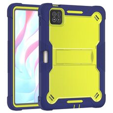 Per Xiaomi Pad 7 / 7 Pro Custodia antiurto in silicone ibrido per tablet PC con supporto (giallo verde + blu navy)