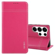 Per Samsung Galaxy S25 Ultra 5G GEBEI Custodia per telefono in pelle con flip orizzontale di alta qualità (rosso rosa)