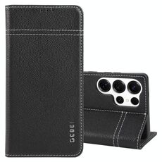 Per Samsung Galaxy S25 Ultra 5G GEBEI Custodia per telefono in pelle pieno fiore con flip orizzontale (nero)