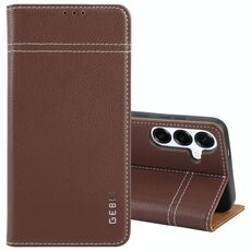 Per Samsung Galaxy S25+ 5G GEBEI Custodia per telefono in pelle pieno fiore con flip orizzontale (marrone)