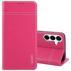 Per Samsung Galaxy S25+ 5G GEBEI Custodia per telefono in pelle pieno fiore con flip orizzontale (rosso rosa)
