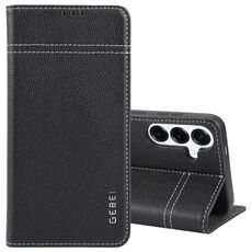 Per Samsung Galaxy S25+ 5G GEBEI Custodia per telefono in pelle pieno fiore con flip orizzontale (nero)