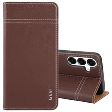 Per Samsung Galaxy S25 5G GEBEI Custodia per telefono in pelle pieno fiore con flip orizzontale (marrone)