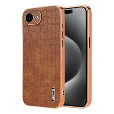 Per iPhone 16e AZNS Custodia per telefono con struttura elettrolitica e texture a coccodrillo, copertura totale (marrone)