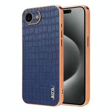 Per iPhone 16e AZNS Custodia per telefono con struttura elettrolitica e texture a coccodrillo, copertura totale (blu)