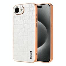 Per iPhone 16e AZNS Custodia per telefono con struttura elettrolitica e texture a coccodrillo, copertura totale (bianca)