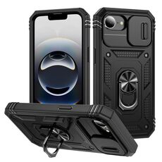 Per iPhone 16e Custodia per telefono scorrevole Camshield TPU + PC con supporto (nero)