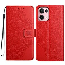 Per OPPO Reno13 Pro Custodia per telefono in pelle con stampa floreale globale (rosso)