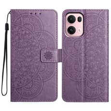 Per OPPO Reno13 Pro Custodia per telefono in pelle con stampa floreale globale (viola)