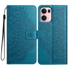 Per OPPO Reno13 Pro Custodia per telefono in pelle con stampa floreale globale (blu)