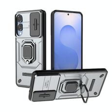 Per Samsung Galaxy S25 Edge 5G Custodia per telefono antiurto in TPU + PC con supporto scorrevole Camshield (grigio)