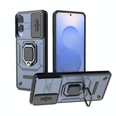 Per Samsung Galaxy S25 Edge 5G Custodia per telefono antiurto in TPU + PC con supporto scorrevole Camshield (blu)