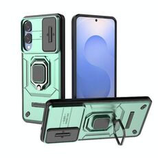 Per Samsung Galaxy S25 Edge 5G Custodia per telefono antiurto in TPU + PC con supporto scorrevole Camshield (verde)