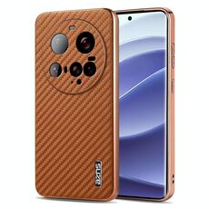 Per Xiaomi 15 Ultra AZNS Custodia per telefono con trama in fibra di carbonio con bordo elettrolitico (marrone)