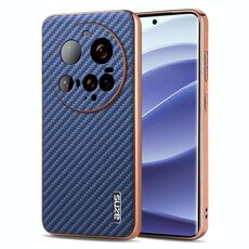 Per Xiaomi 15 Ultra AZNS Custodia per telefono con trama in fibra di carbonio con bordo elettrolitico (blu)